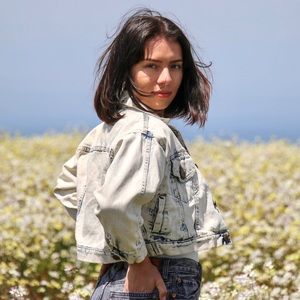 Vintage 80s Light Acid Wash Cropped Denim Jacket